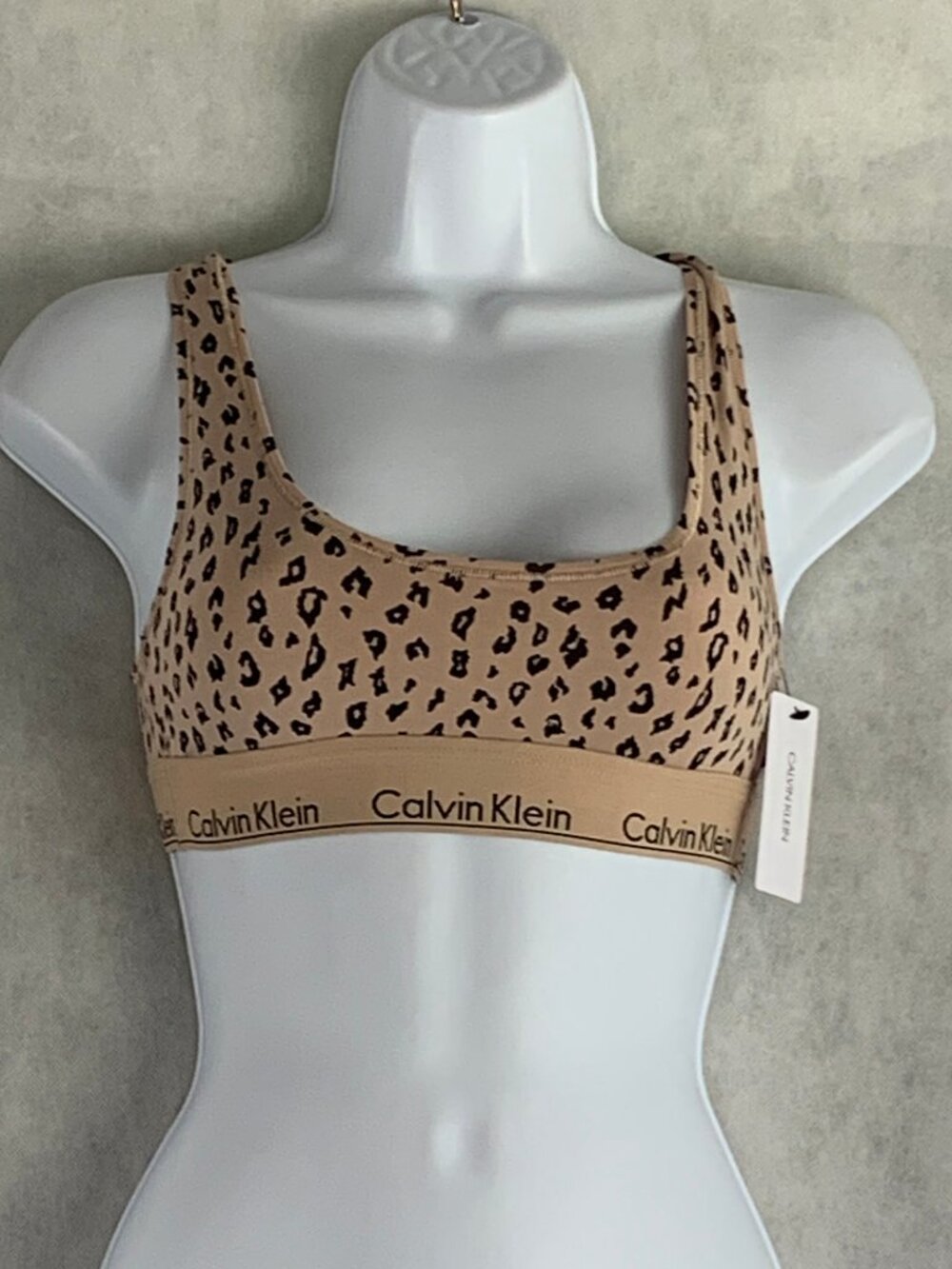 Calvin Klein Women's Modern Cotton Bralette, Beige Cheetah Animal Print, XS